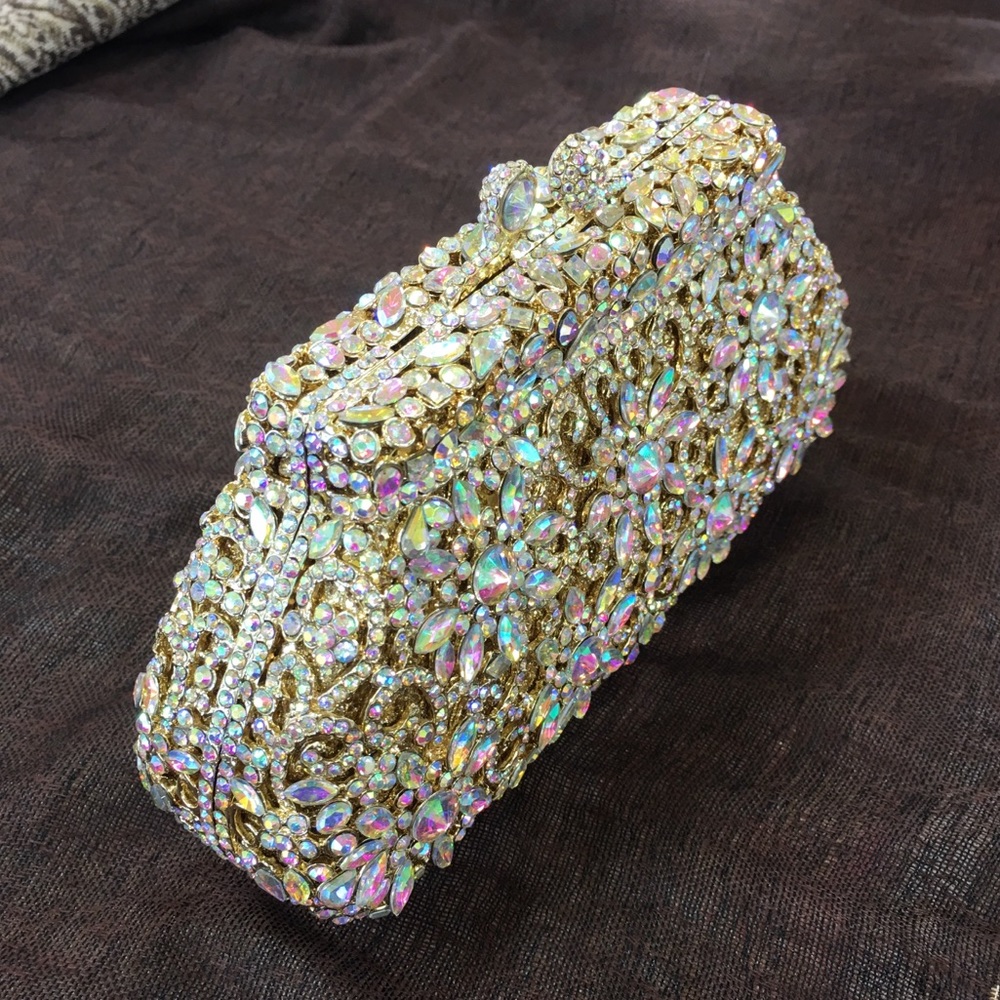 🦄Cindy Evening Bag - Gold w/ AB Aurora Borealis🦄 - Picture 1 of 5